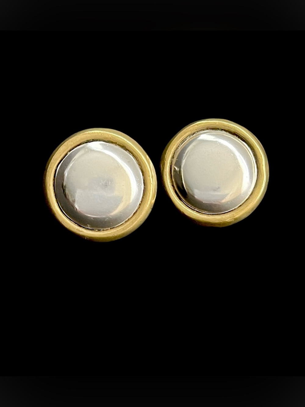 Laton Taxco Sterling Silver Brass Clip Earrings Modernist 925 Signed